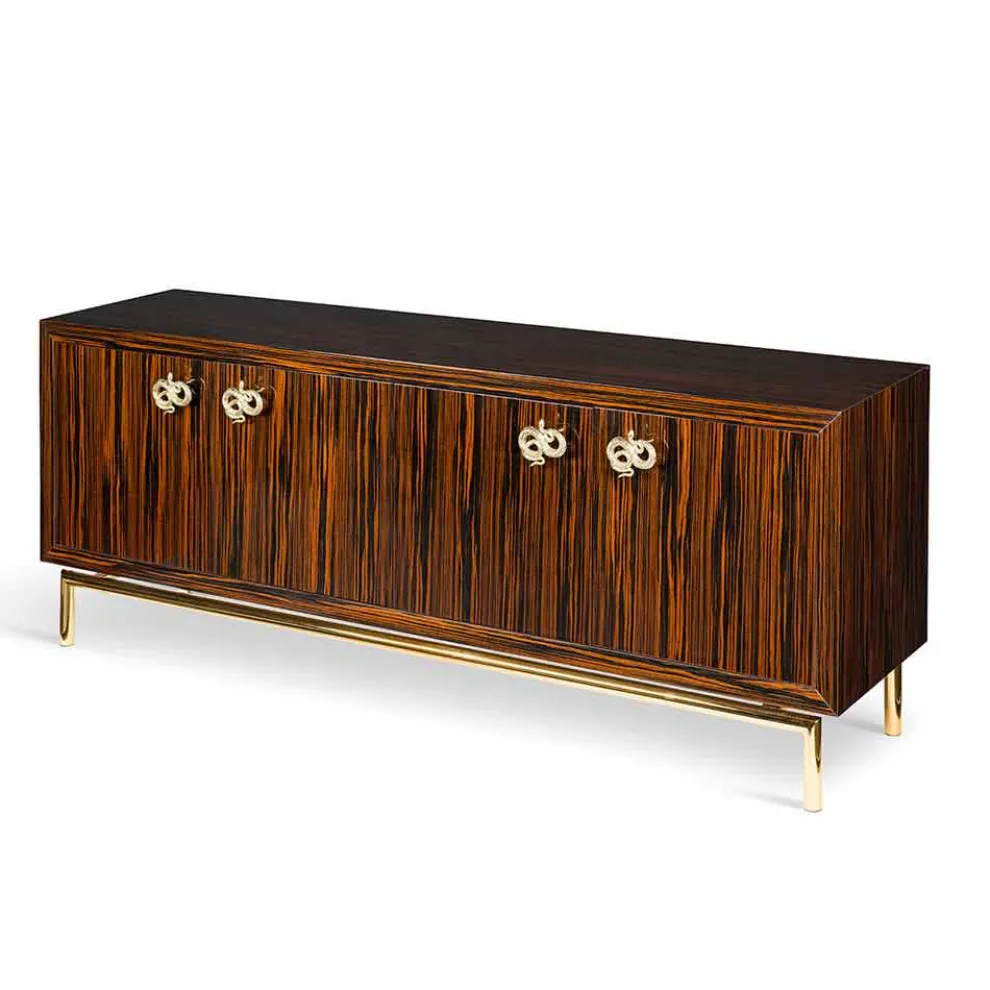 Modernes Design-Sideboard Ada 2 mit 4 Türen aus Ebenholz, Hochglanz-Finish