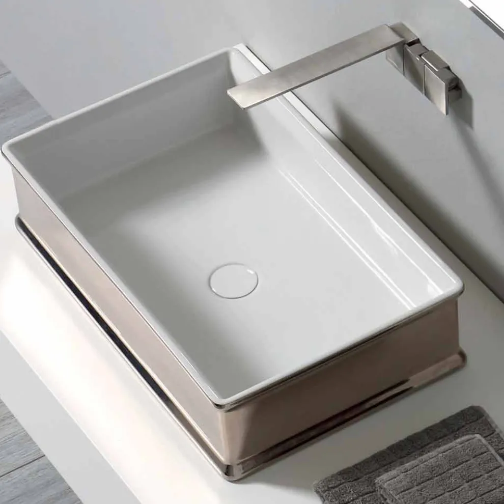 Modernes dontem Aufsatzwaschbecken aus Keramik made in Italy Debora