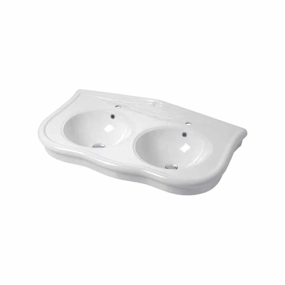 Modernes Doppelwaschbecken oder Wandwaschbecken aus Keramik Avise