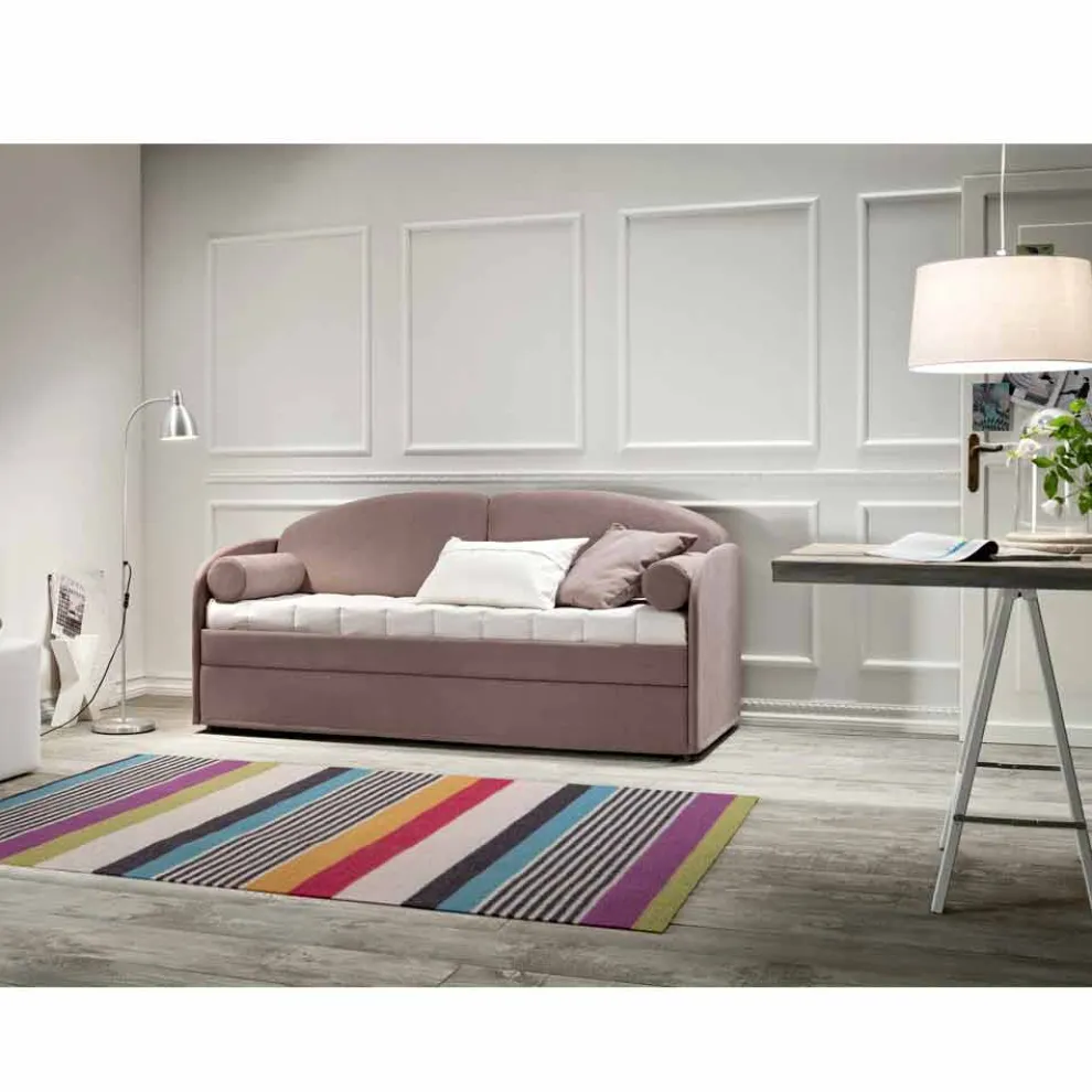Modernes Etagenschlafsofa aus braunem Stoff Made in Italy - Pont