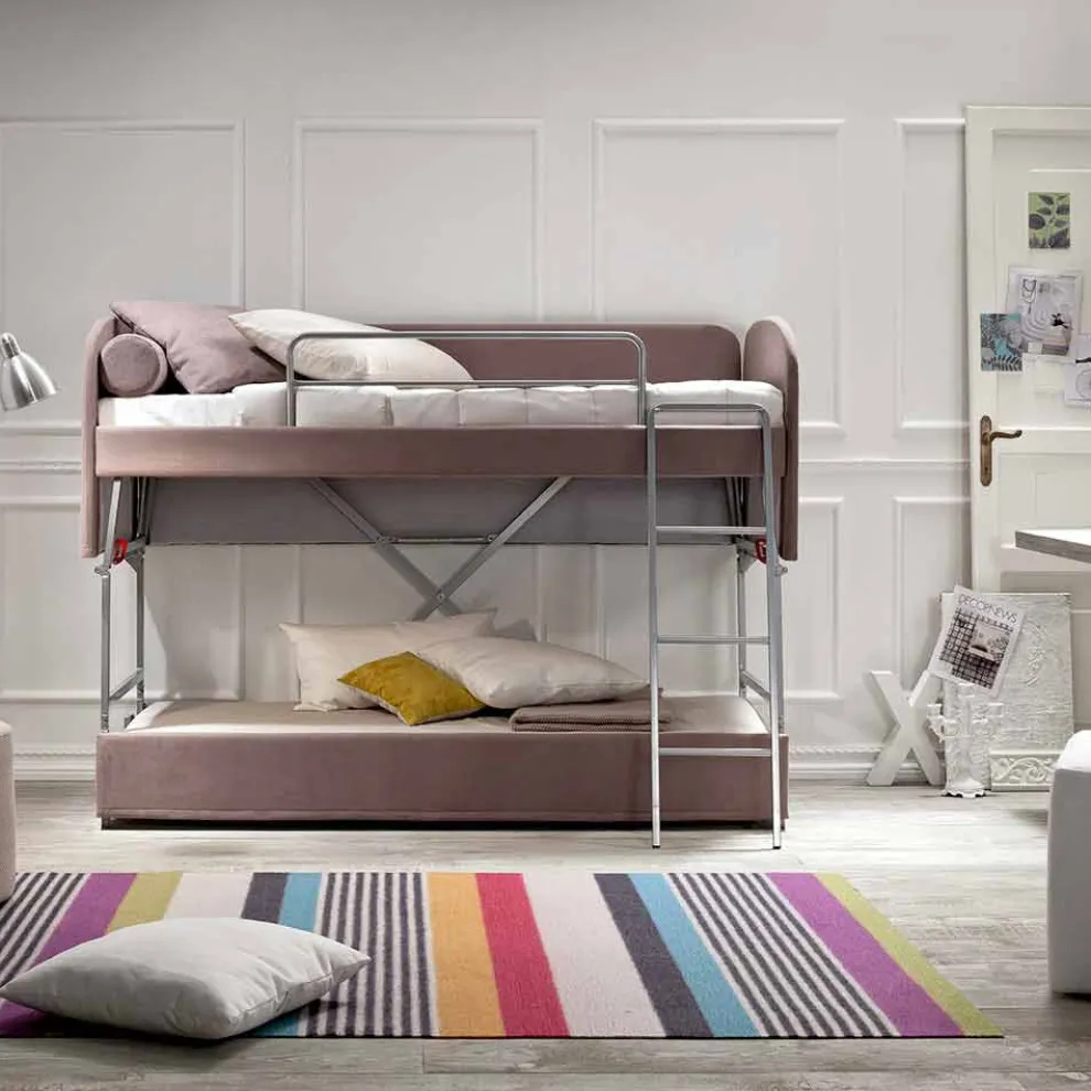 Modernes Etagenschlafsofa aus braunem Stoff Made in Italy - Pont