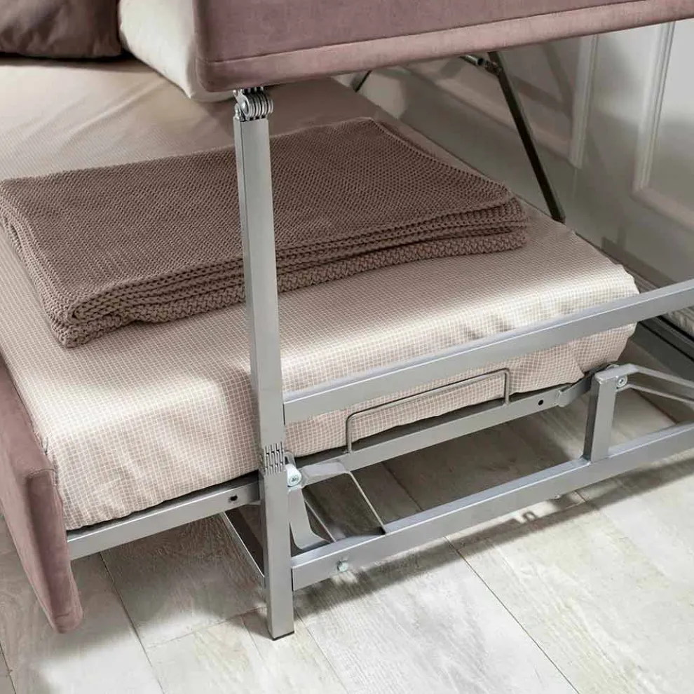 Modernes Etagenschlafsofa aus braunem Stoff Made in Italy - Pont