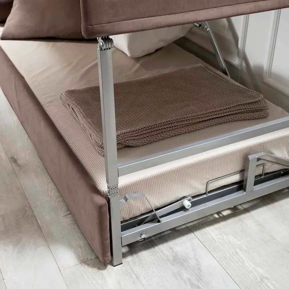 Modernes Etagenschlafsofa aus braunem Stoff Made in Italy - Pont