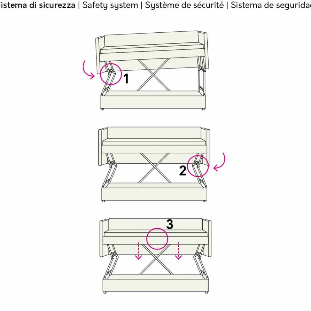 Modernes Etagenschlafsofa aus braunem Stoff Made in Italy - Pont