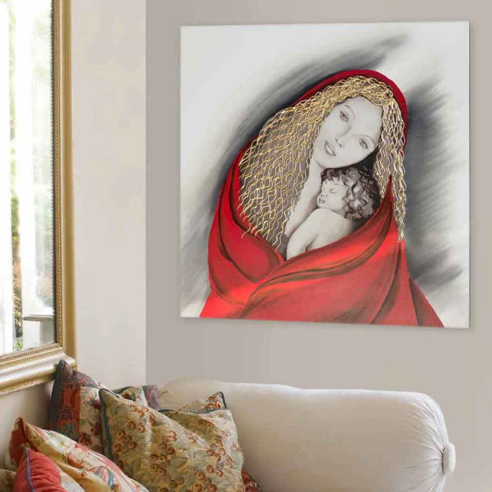 Modernes Gemälde handgefertigt Madonna Viadurini Decor