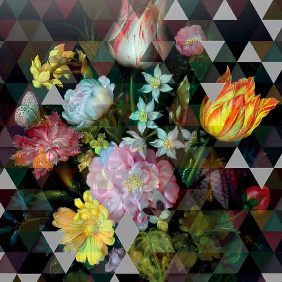 Modernes Glaswandbild mit Blumendruck Made in Italy - Ganza