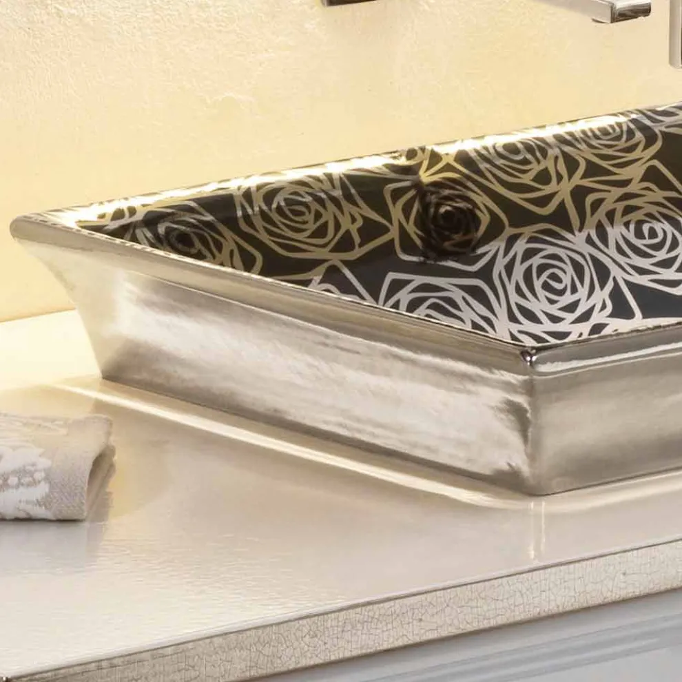 modernes Halbeinbauwaschbecken aus fire clay Deko handgemacht in Italien, Guido