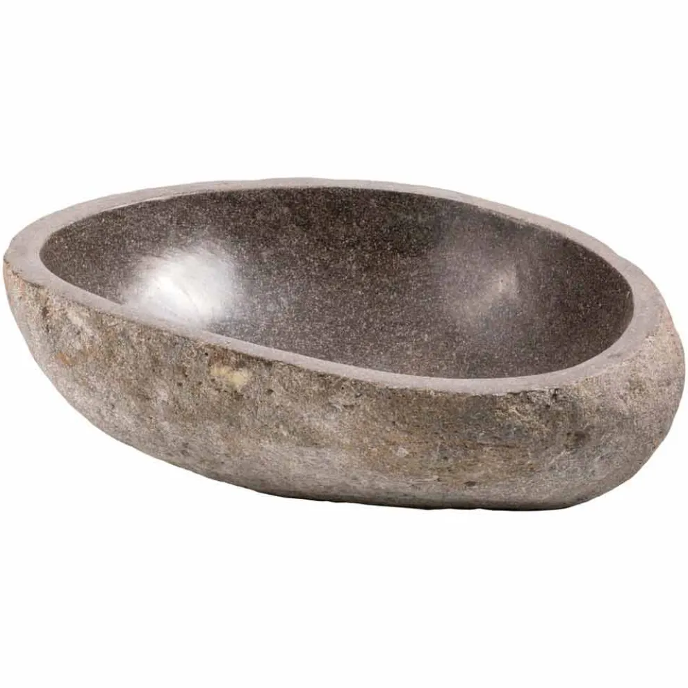Modernes handgearbeitetes Aufsatzbecken aus Flussstein, Buriasco