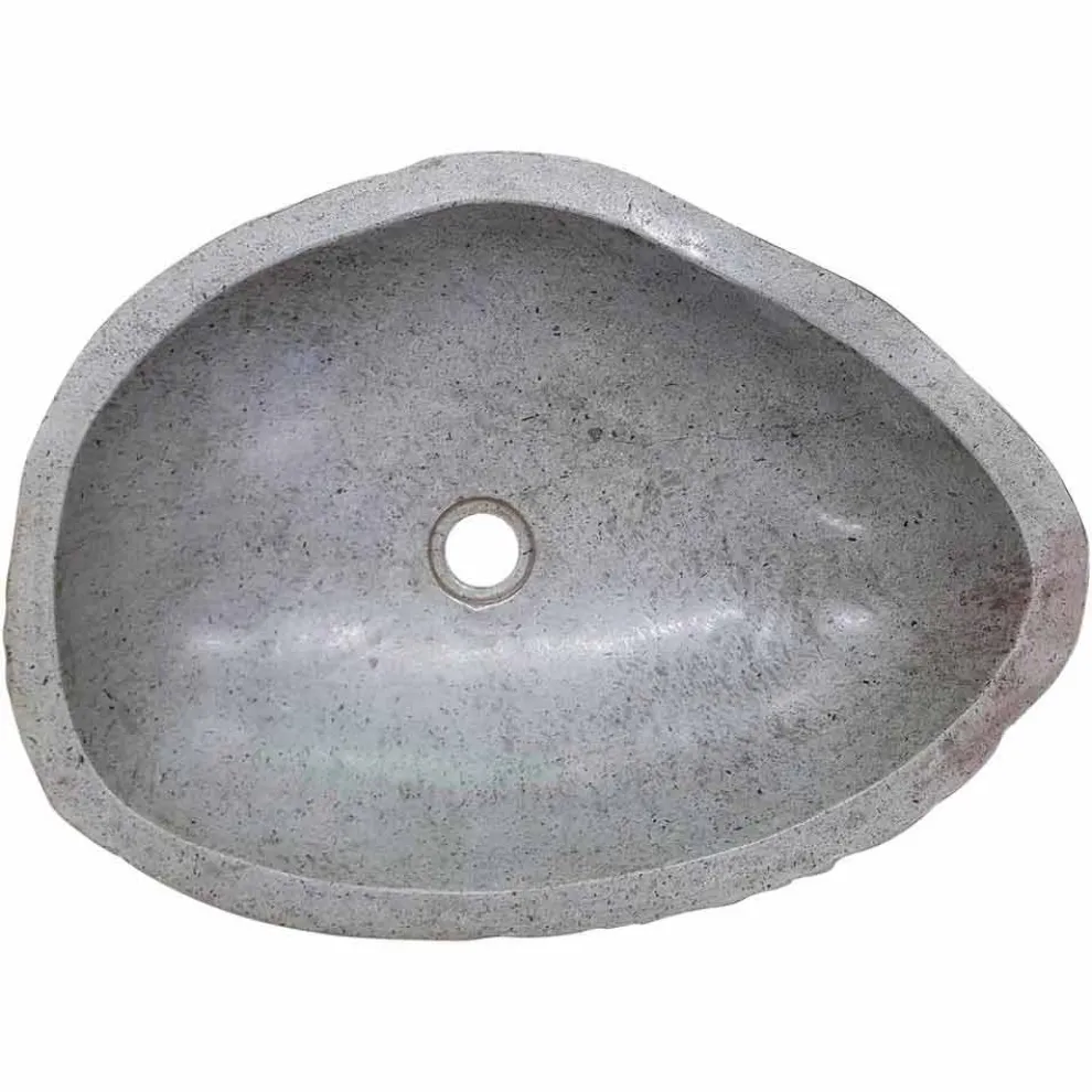 Modernes handgearbeitetes Aufsatzbecken aus Flussstein, Buriasco