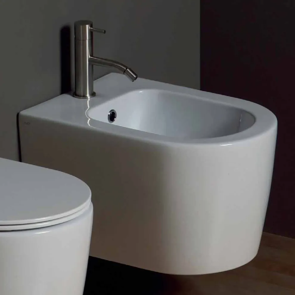 Modernes hängendes Bidet aus Keramik Shine Square 50x35, made in Italy