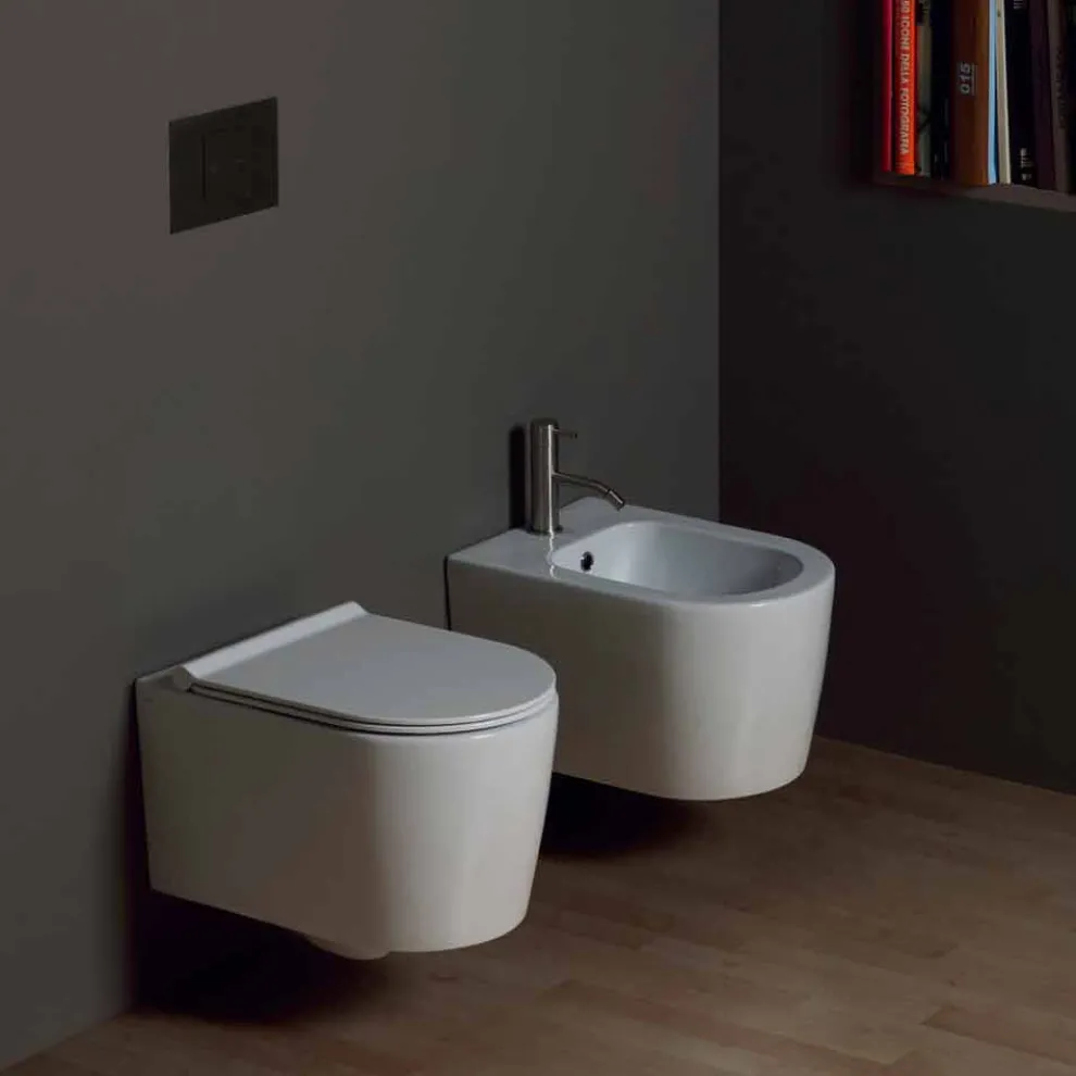 Modernes hängendes Bidet aus Keramik Shine Square 50x35, made in Italy
