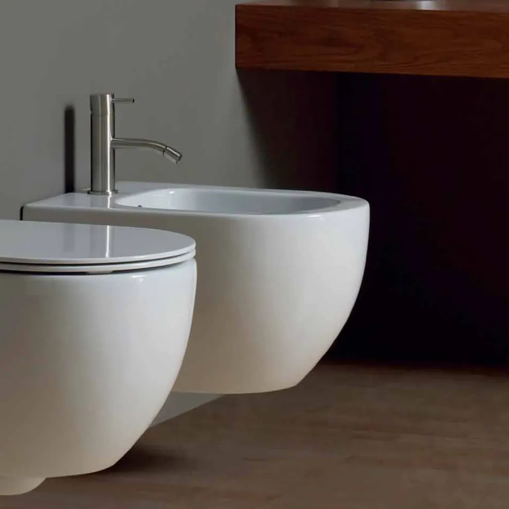 Modernes hängendes Bidet aus weißer Keramik Star 50x35cm made in Italy