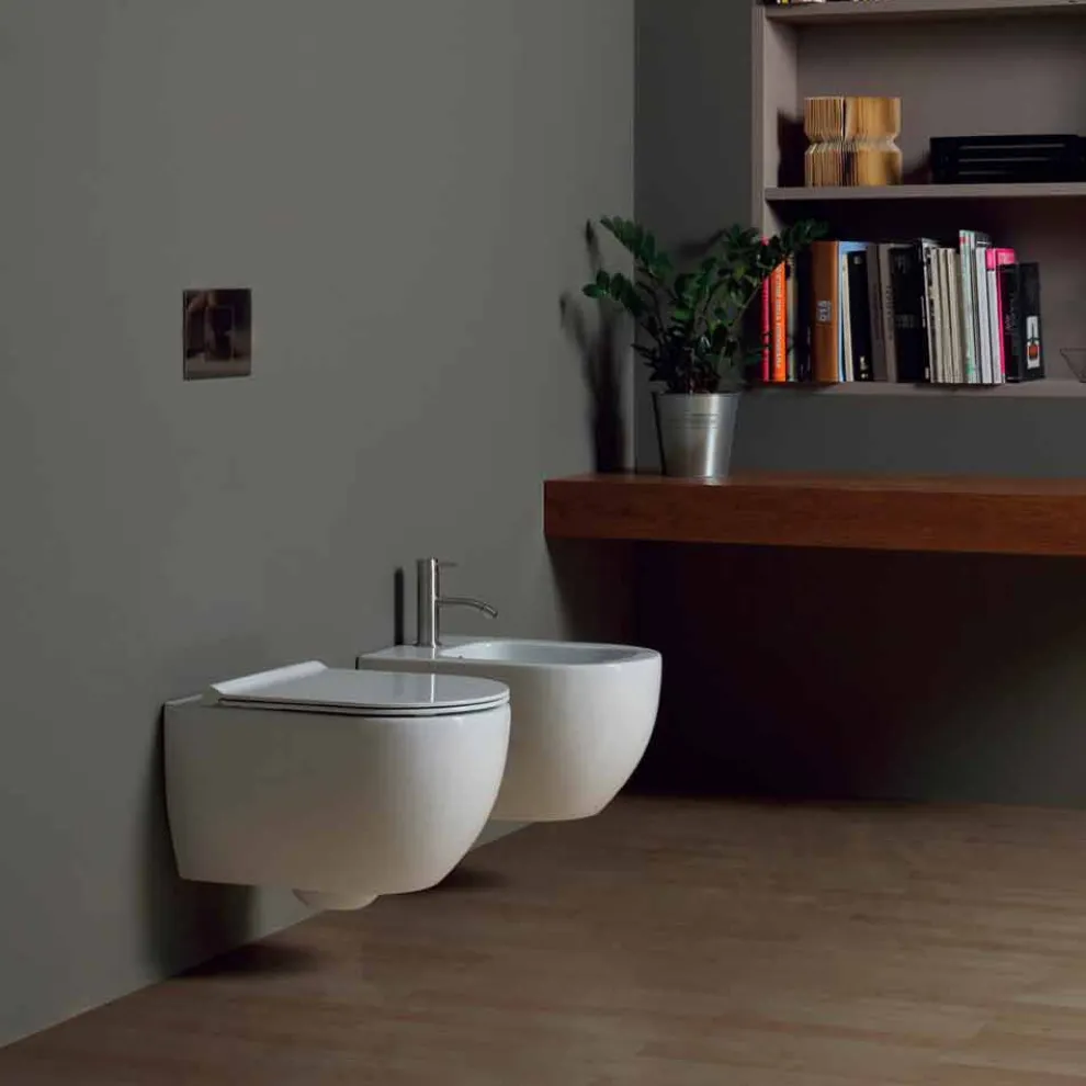 Modernes hängendes Bidet aus weißer Keramik Star 50x35cm made in Italy