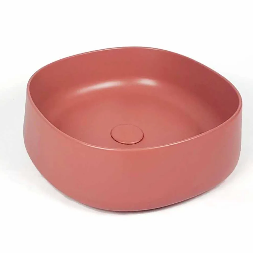 Modernes quadratisches Aufsatzwaschbecken aus farbiger Keramik Made in Italy - Cordino