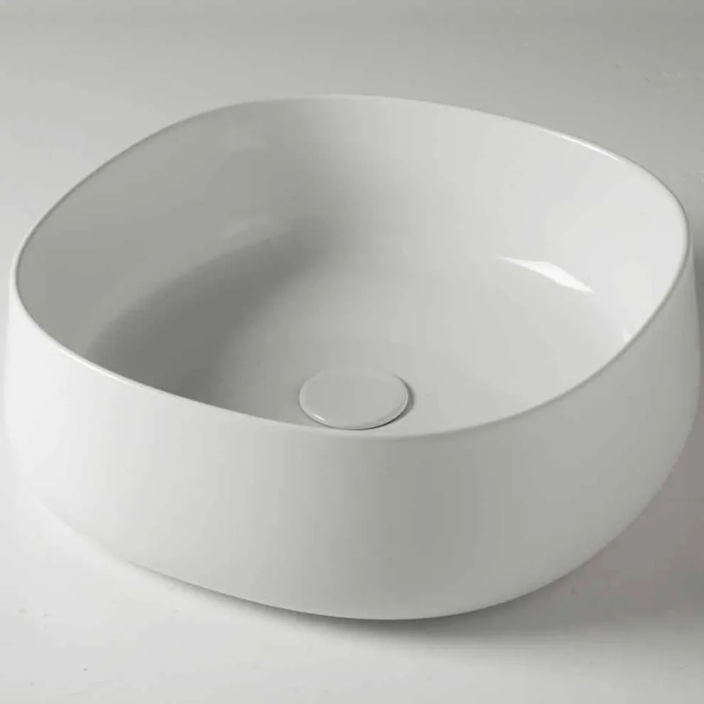 Modernes quadratisches Aufsatzwaschbecken aus farbiger Keramik Made in Italy - Cordino