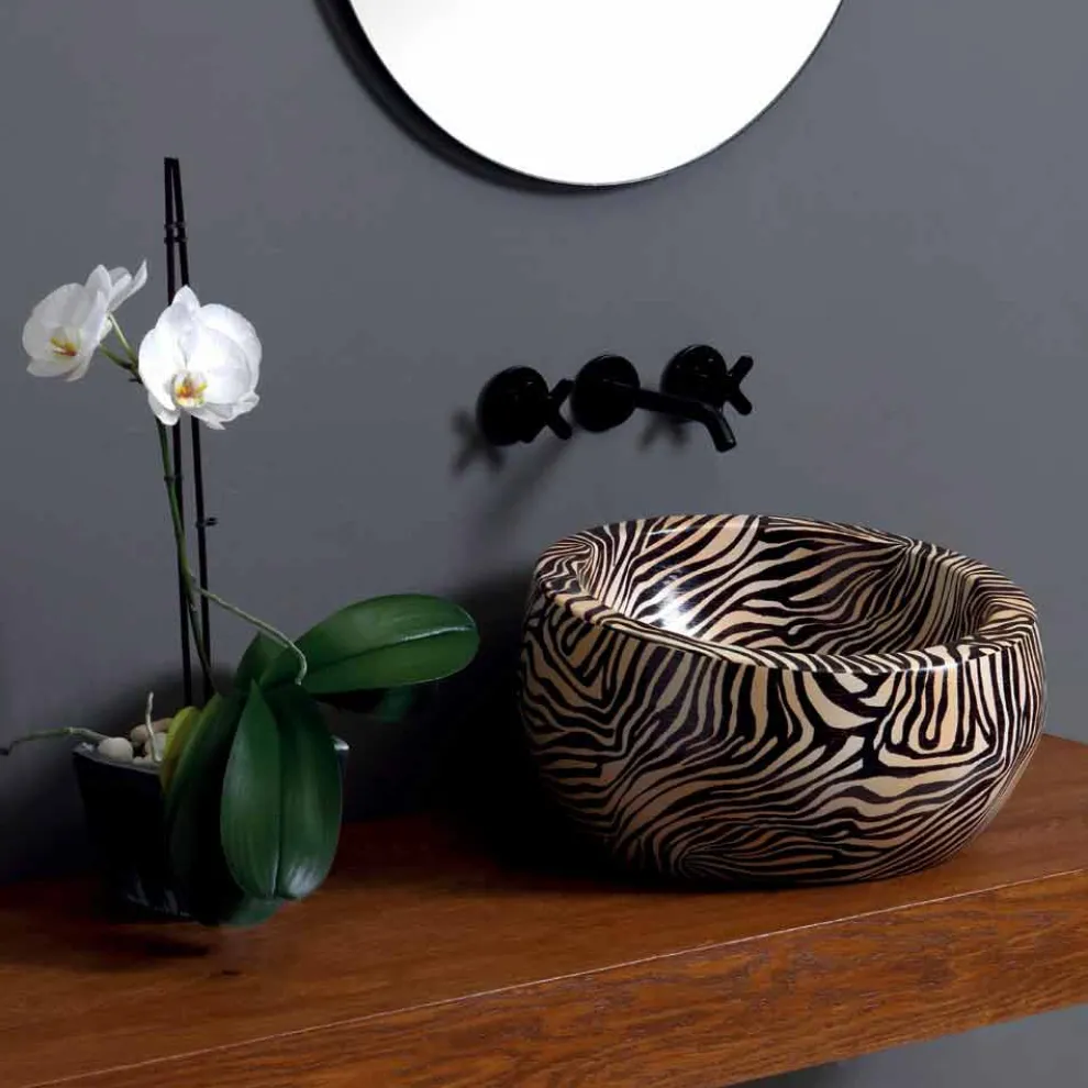 Modernes rundes Aufsatzwaschbecken aus Keramik in Italien Elisa