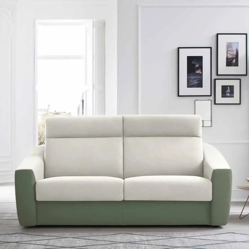 Modernes Schlafsofa gepolstert in Made in Italy Bicolor Fabric - Begonia