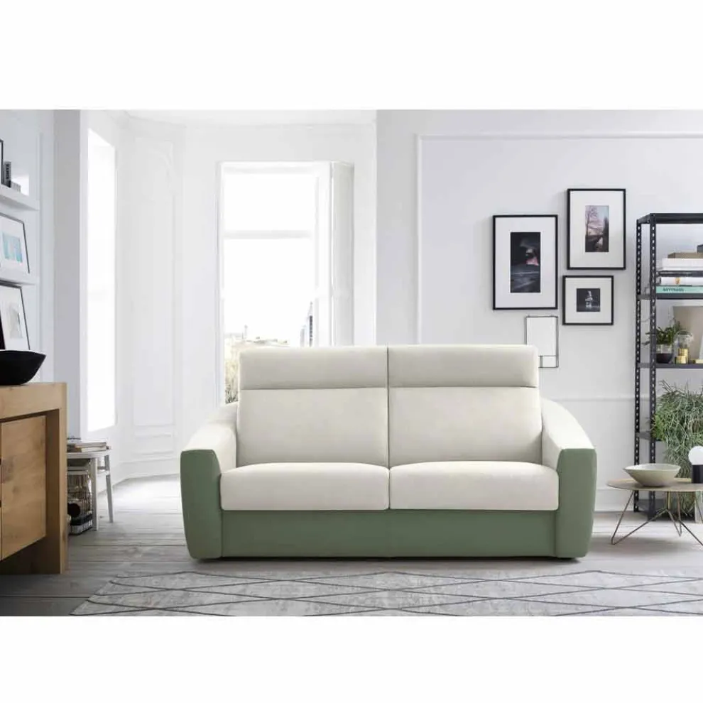 Modernes Schlafsofa gepolstert in Made in Italy Bicolor Fabric - Begonia
