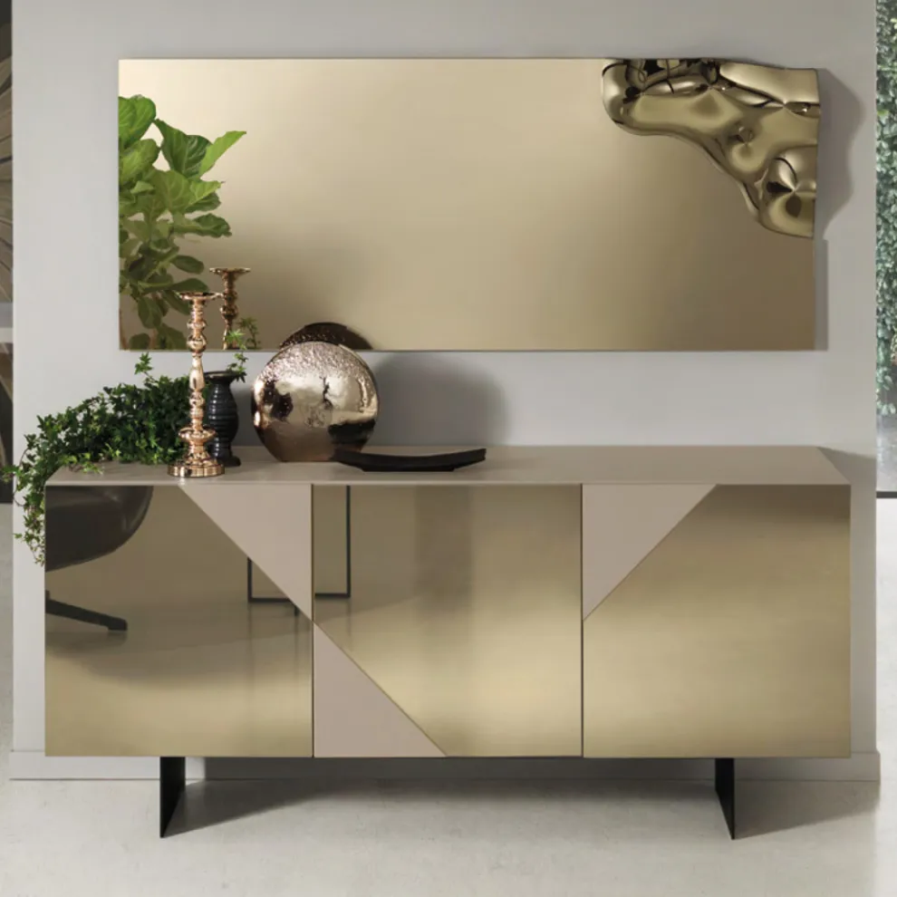 Modernes Sideboard mit verspiegelten MDF-Türen Made in Italy - Morgana