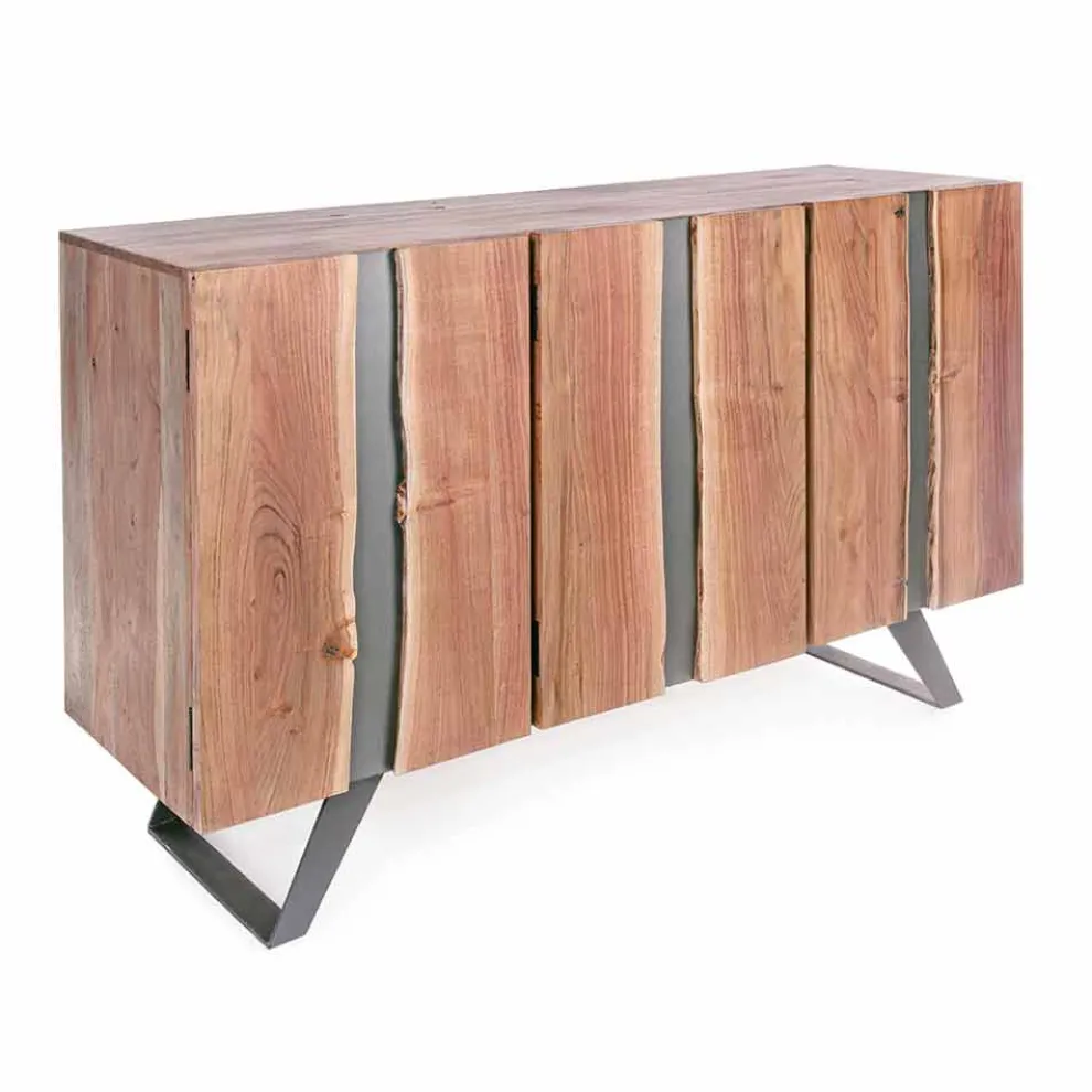 Modernes Sideboard aus Akazienholz mit Metalleinsätzen Homemotion - Sonia