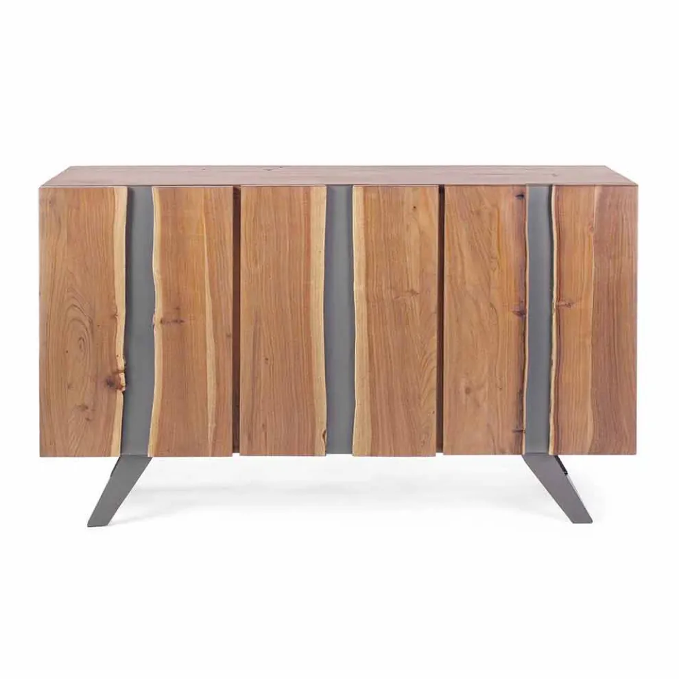 Modernes Sideboard aus Akazienholz mit Metalleinsätzen Homemotion - Sonia