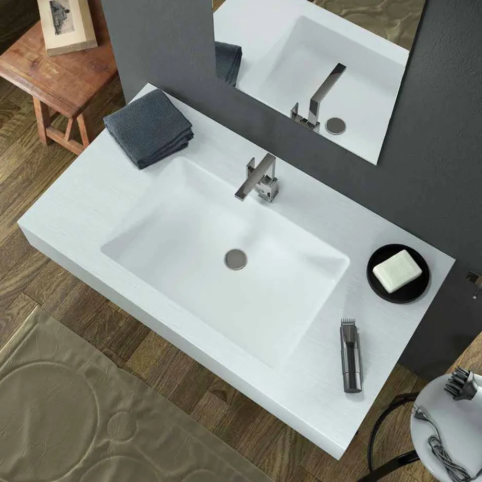 Modernes Wand Hängewaschbecken aus Texolid in Italien hergestellt, Rufina