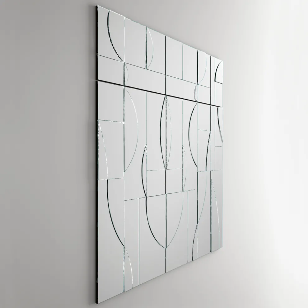 Modularer Wandspiegel mit Holzstruktur Made in Italy - Saetta