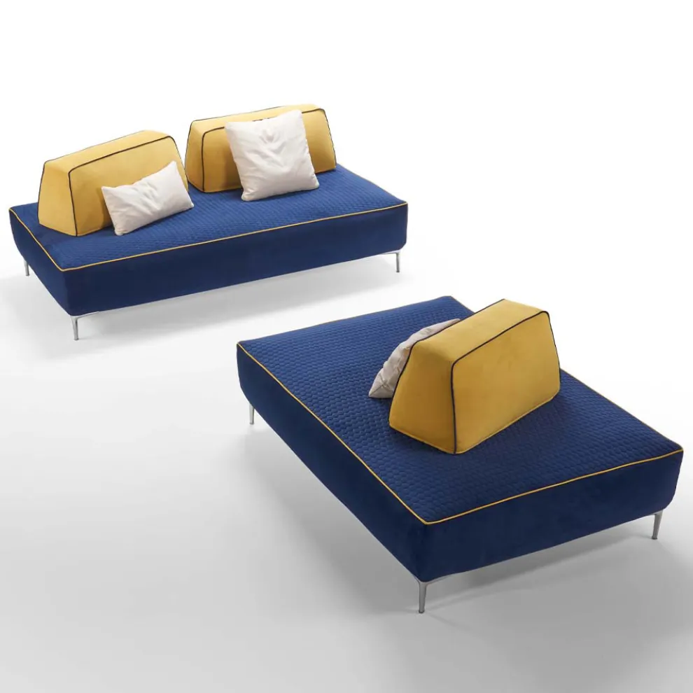 Modulares 4-Sitzer-Wohnzimmersofa aus blauem Stoff Made in Italy - Mykonos