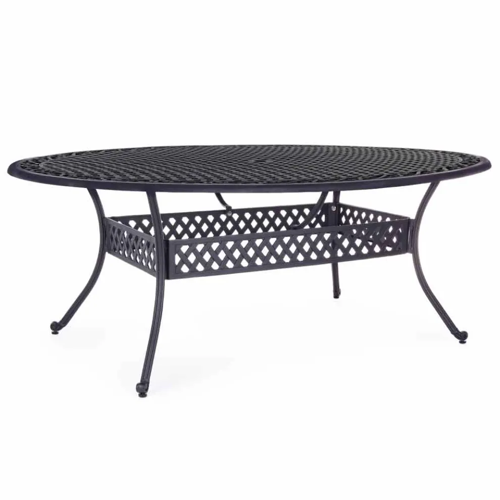 Esstisch im Freien aus weiß oder anthrazit lackiertem Aluminium - schnell