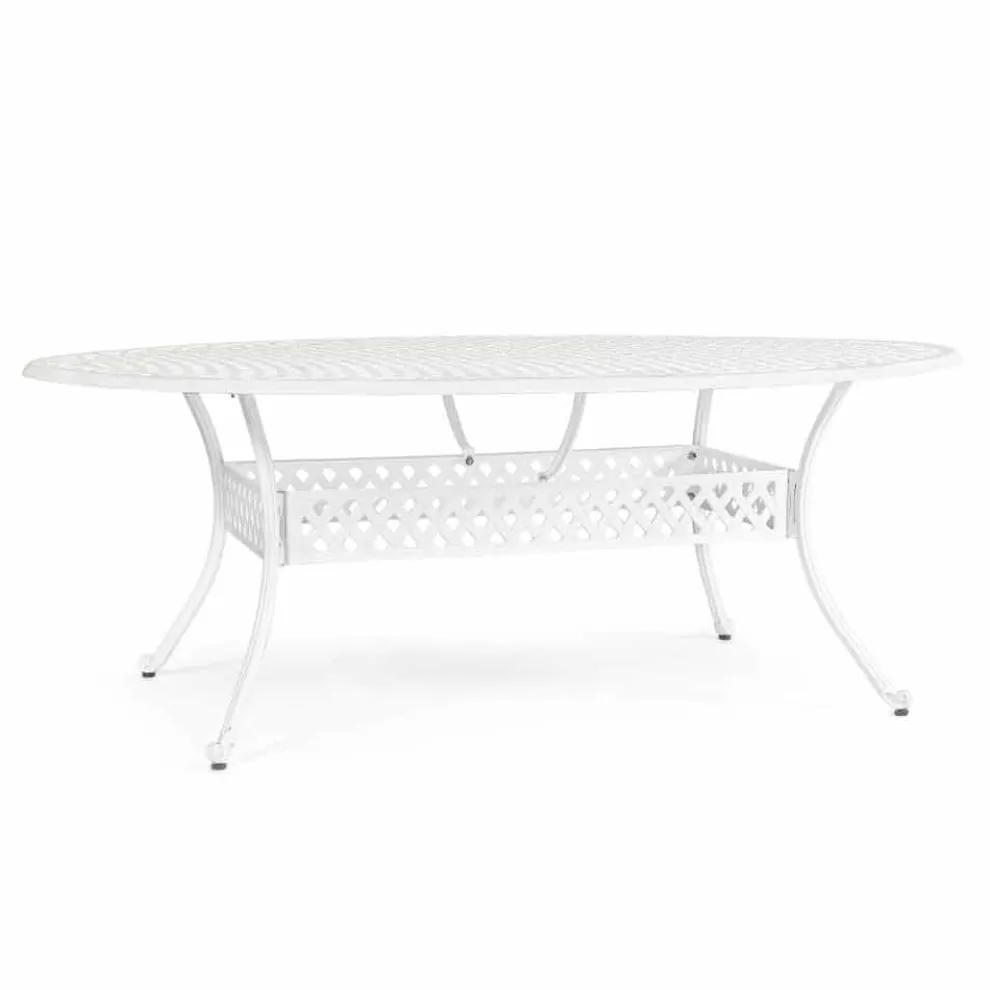 Esstisch im Freien aus weiß oder anthrazit lackiertem Aluminium - schnell