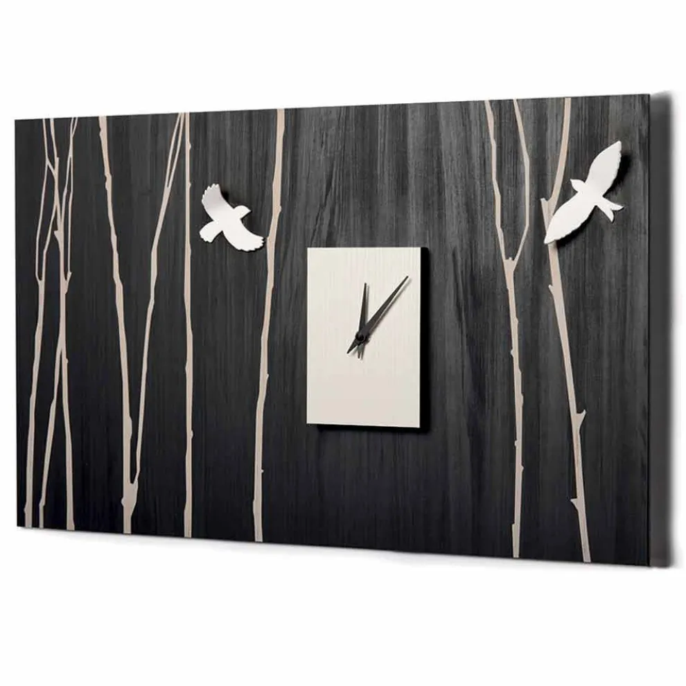 Holzwanduhr mit dreidimensionalen Dekorationen Made in Italy - Forrest