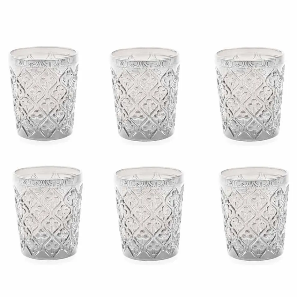 Transparente Glasgläser mit Dekorationen, 12-teiliger Wasserservice - Marokko