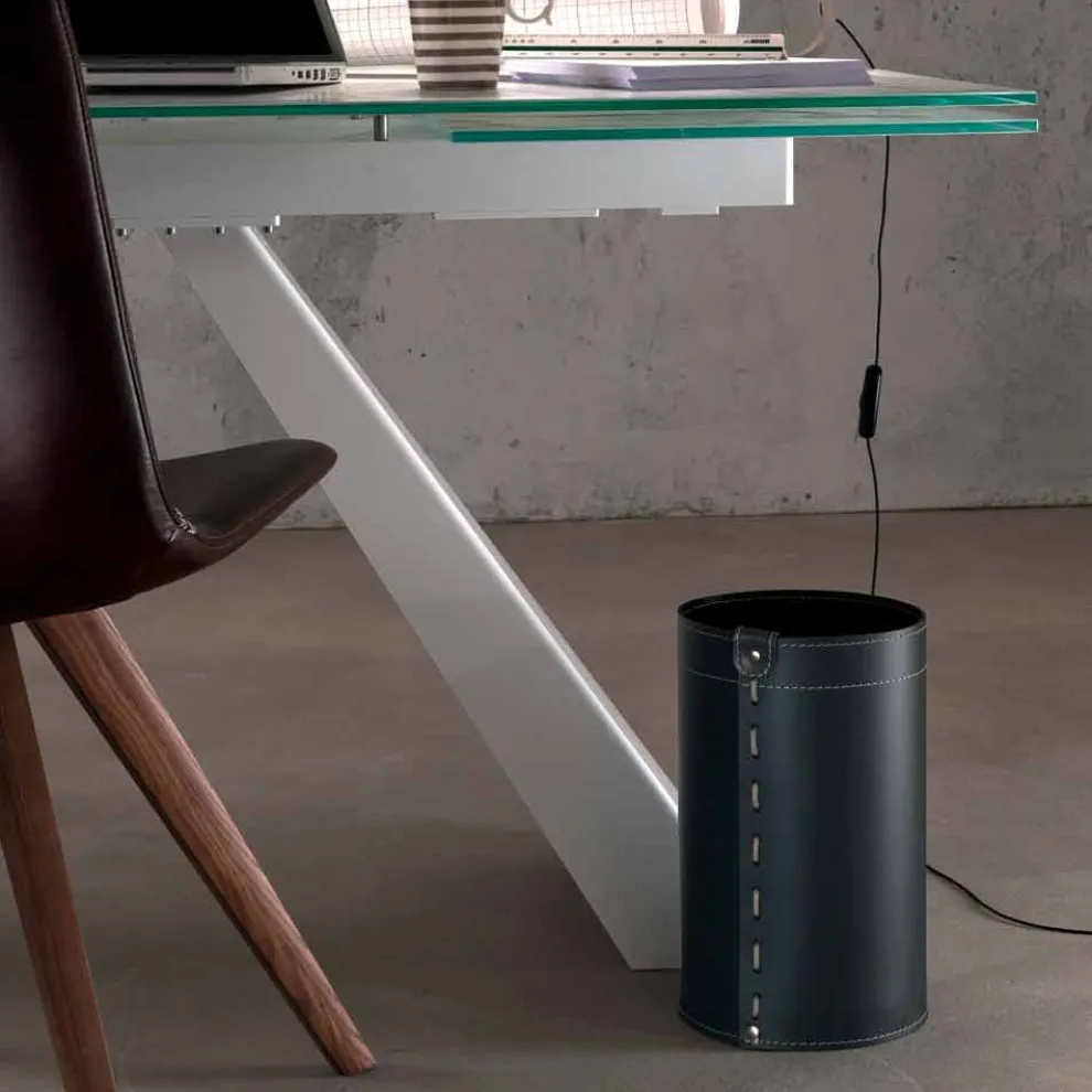 Papierkorb aus regeneriertem handgefertigtem Leder Battista