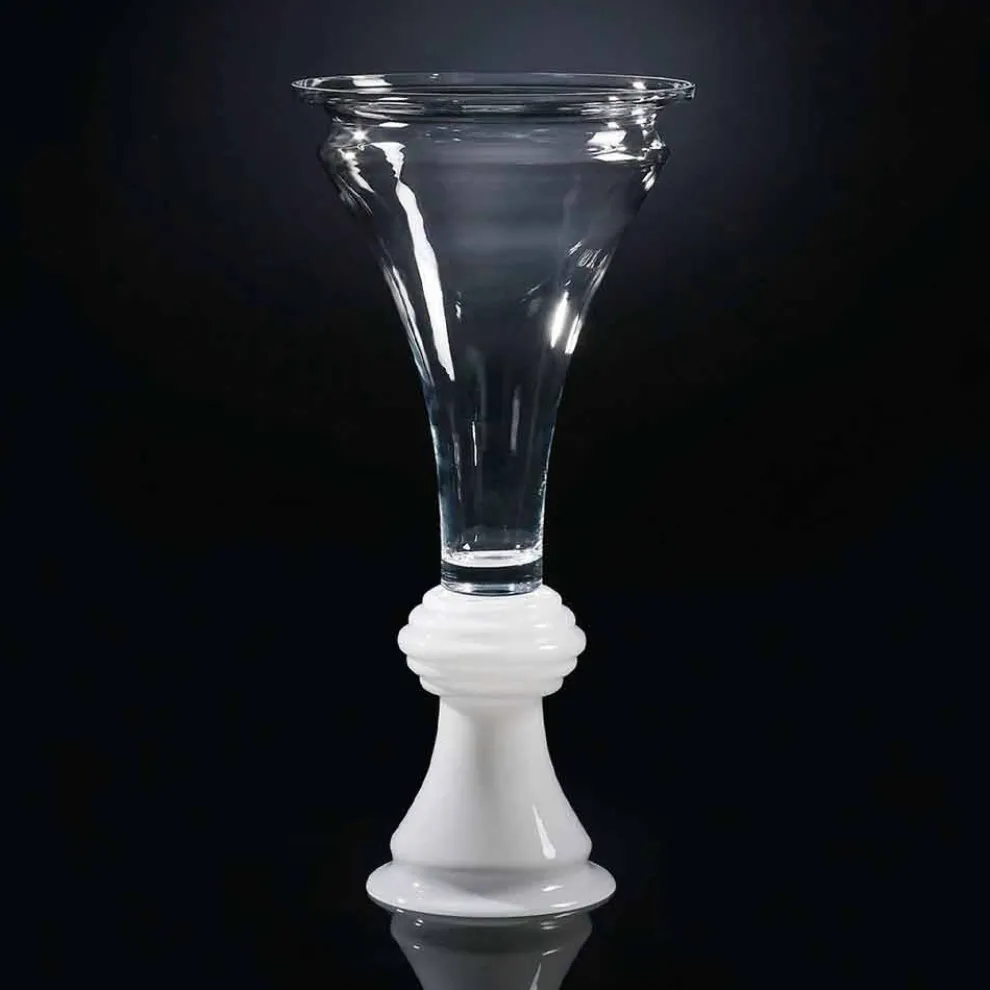 Dekorative Glasvase für den Innenbereich mit weißem Sockel Made in Italy - Catia