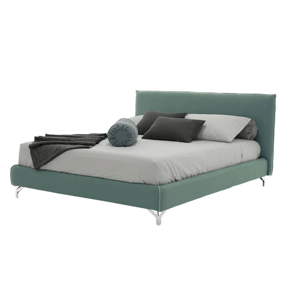 Doppelbett mit Bezug aus Stoff oder Kunstleder Made in Italy - Elettro