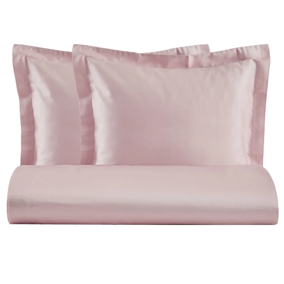 Bettbezug-Set mit 2 Kissenbezügen aus 100 % Baumwollsatin, hergestellt in Italien – flauschig