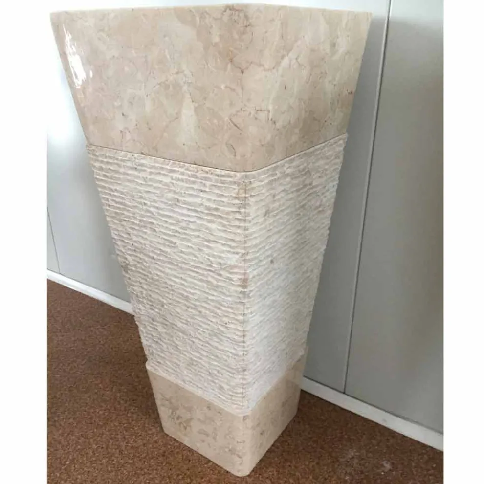 Natürliches weißes Stein freistehendes Waschbecken Robin, einzigartiges Stück Design