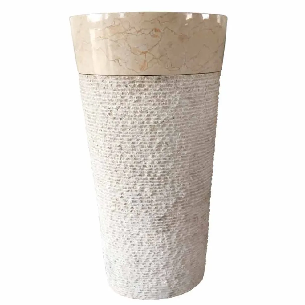 Natürliches weißes Steindesign freistehendes Waschbecken Siro, Einzelstück