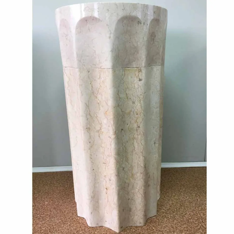 Naturstein freistehendes Waschbecken weiße Farbe Daisy, Einzelstück