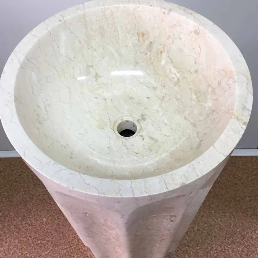 Naturstein freistehendes Waschbecken weiße Farbe Daisy, Einzelstück