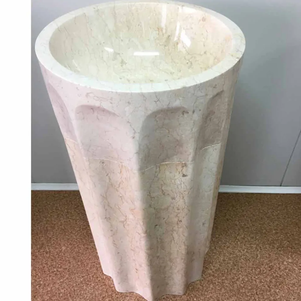 Naturstein freistehendes Waschbecken weiße Farbe Daisy, Einzelstück