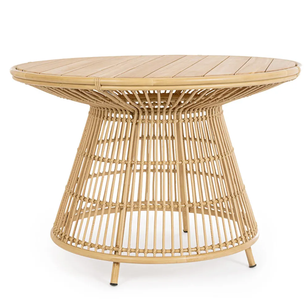 Garten-Esstisch aus Aluminium und Teakholzplatte-Svlk – Matter