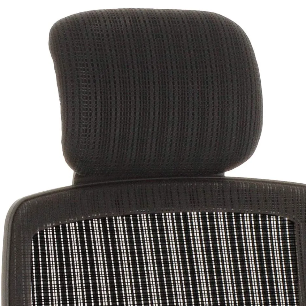 Bürostuhl aus Kunststoff und Stoff mit Armlehnen und Kopfstütze - Sainta