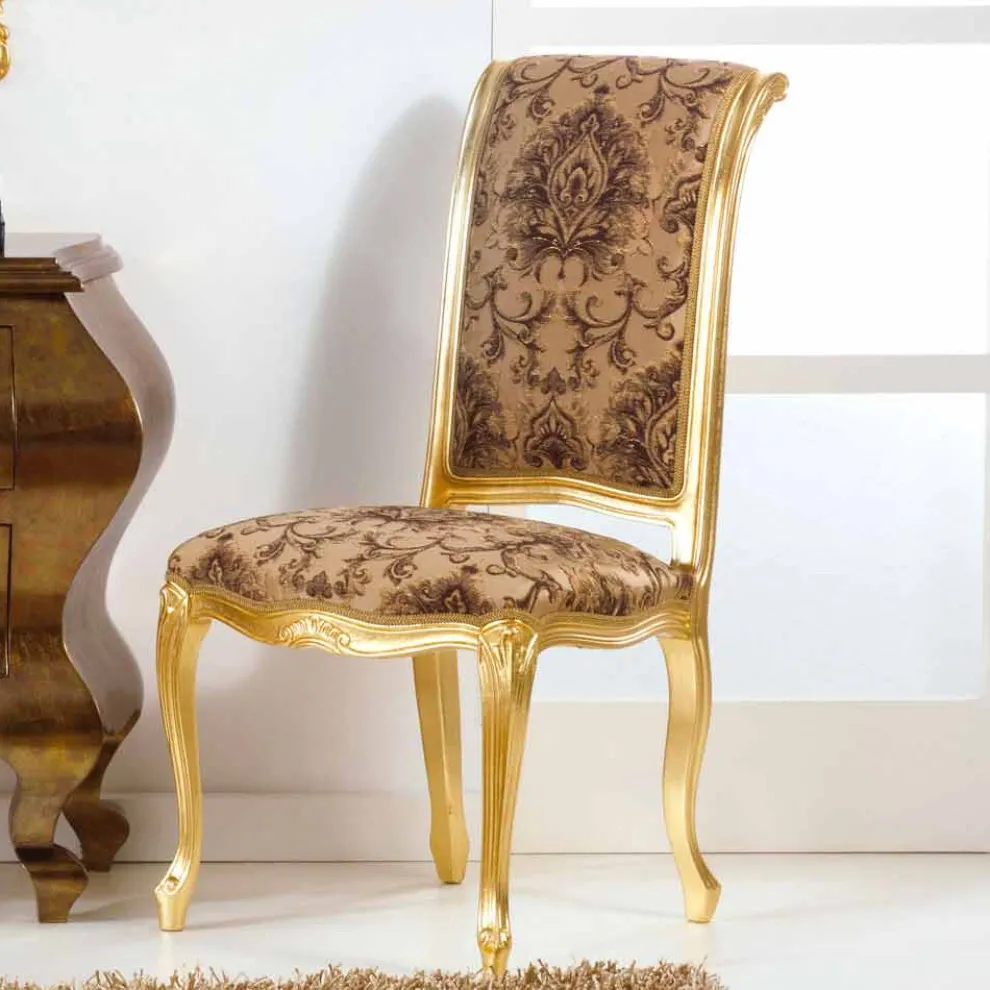 Neobarock Stuhl Velour aus Blattgold Bellini