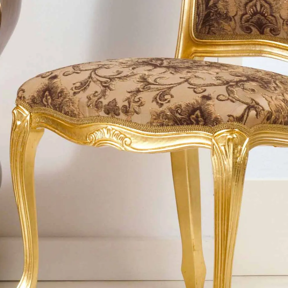 Neobarock Stuhl Velour aus Blattgold Bellini