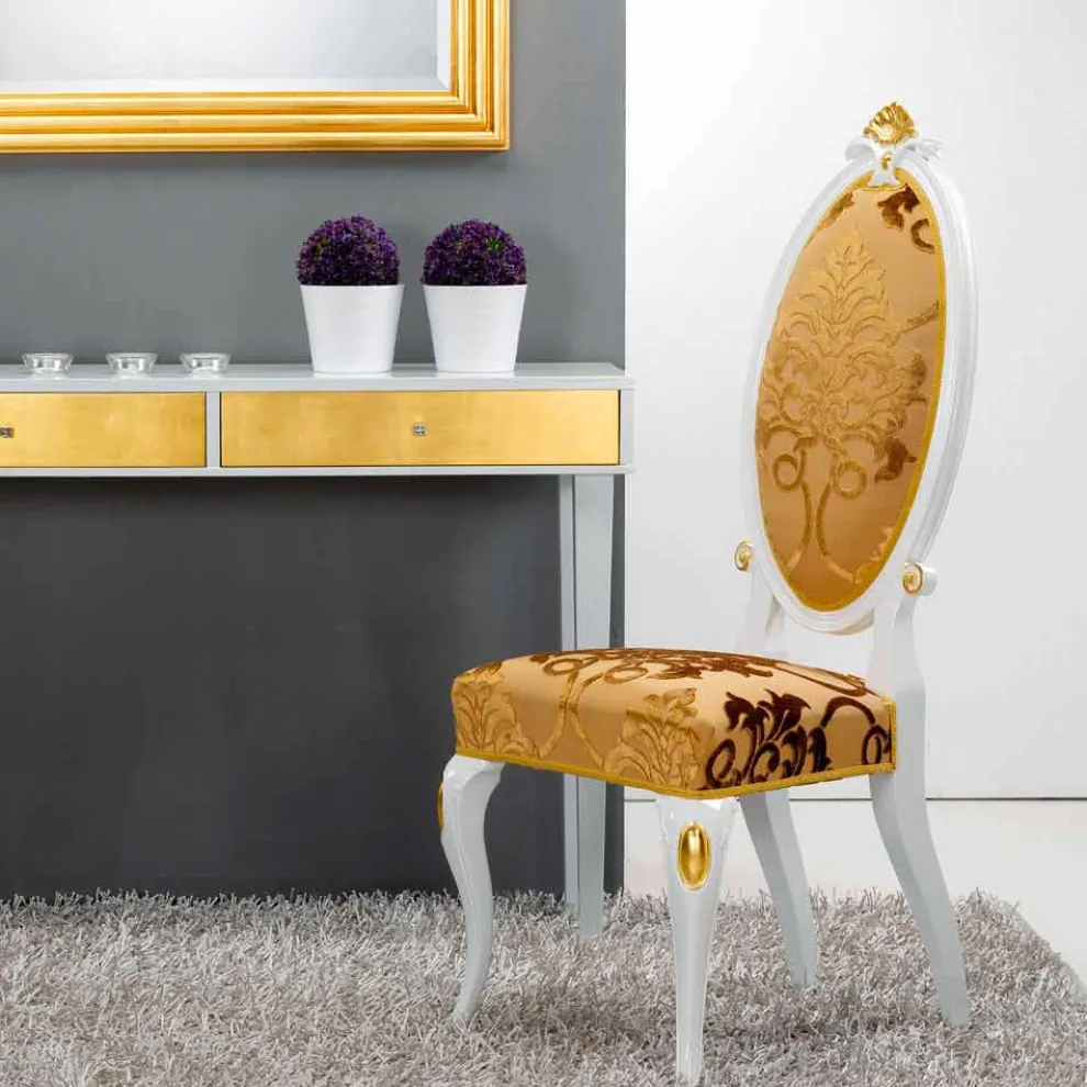 Neobarock Stuhl weiß Tristan