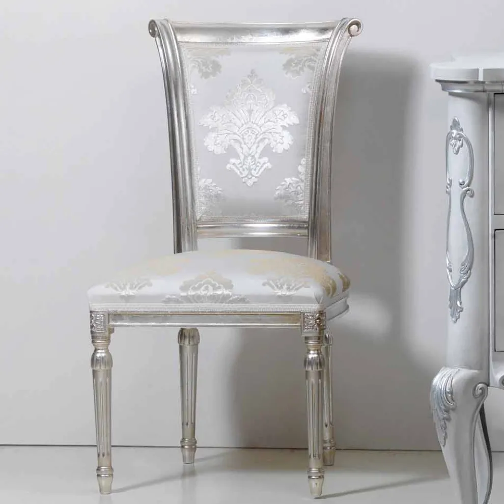 Neobarockstuhl in Velour Miel aus Blattsilber