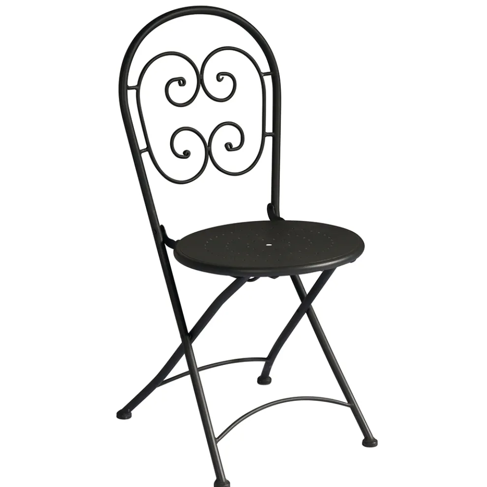 Klappbarer Outdoor-Stuhl aus anthrazitgrauem Eisen 2 Stück - Baccard