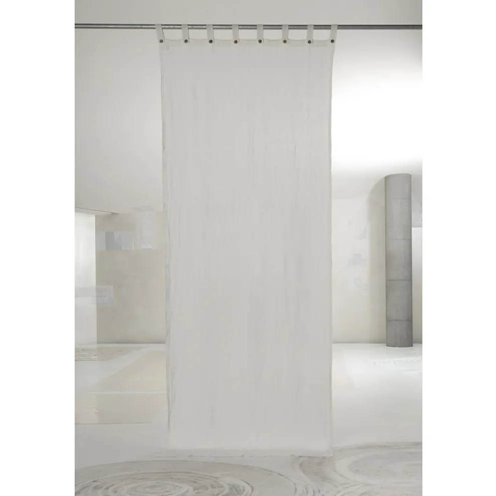 Weißer Leinenvorhang mit Knöpfen des Luxusdesigns - Geogeo