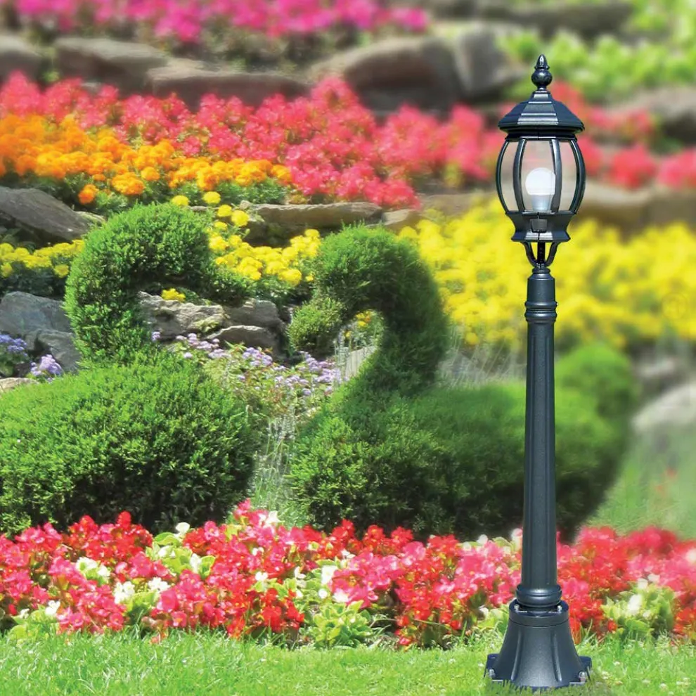 Niedrige Außenlampe aus anthrazitfarbenem Aluminium, hergestellt in Italien – Impero